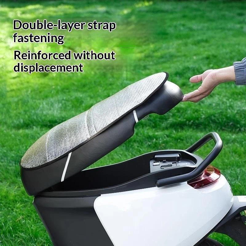 Motorcycle Electric Bikes Summer Sun Protection Seat Pad Reflective Aluminum Insulation Waterproof Heat Cushion