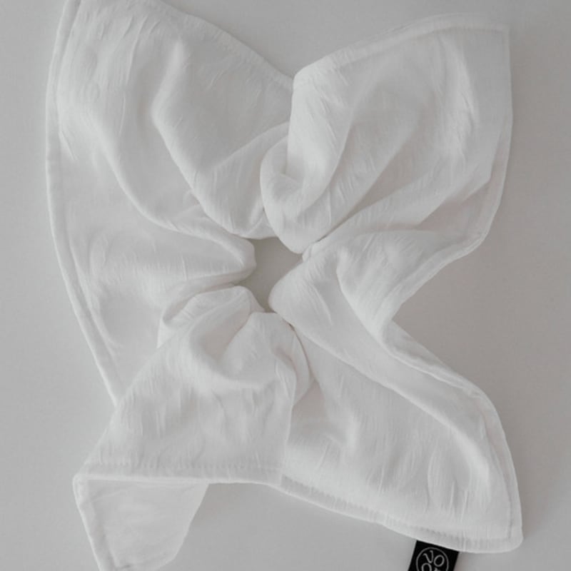 voor Cotton Flower Square Scrunchie_White