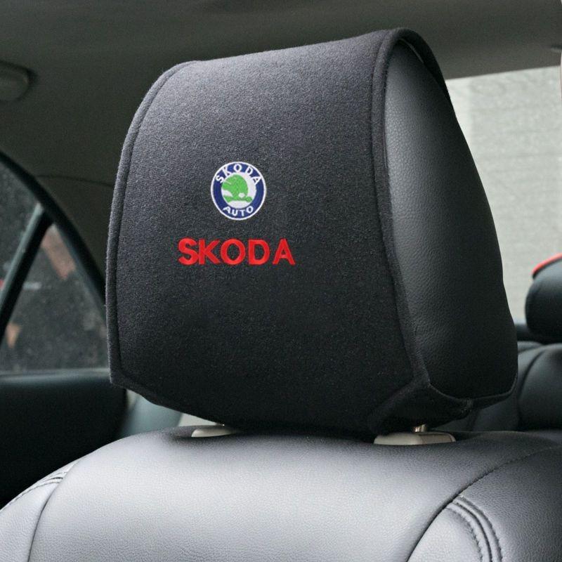 RUDX8 Car Headrest Cover Auto Seat Headrest Cushion Neck Pillow Case for Skoda Octavia Fabia Rapid Yeti Kodiaq Superb Octavia A 5 A 7