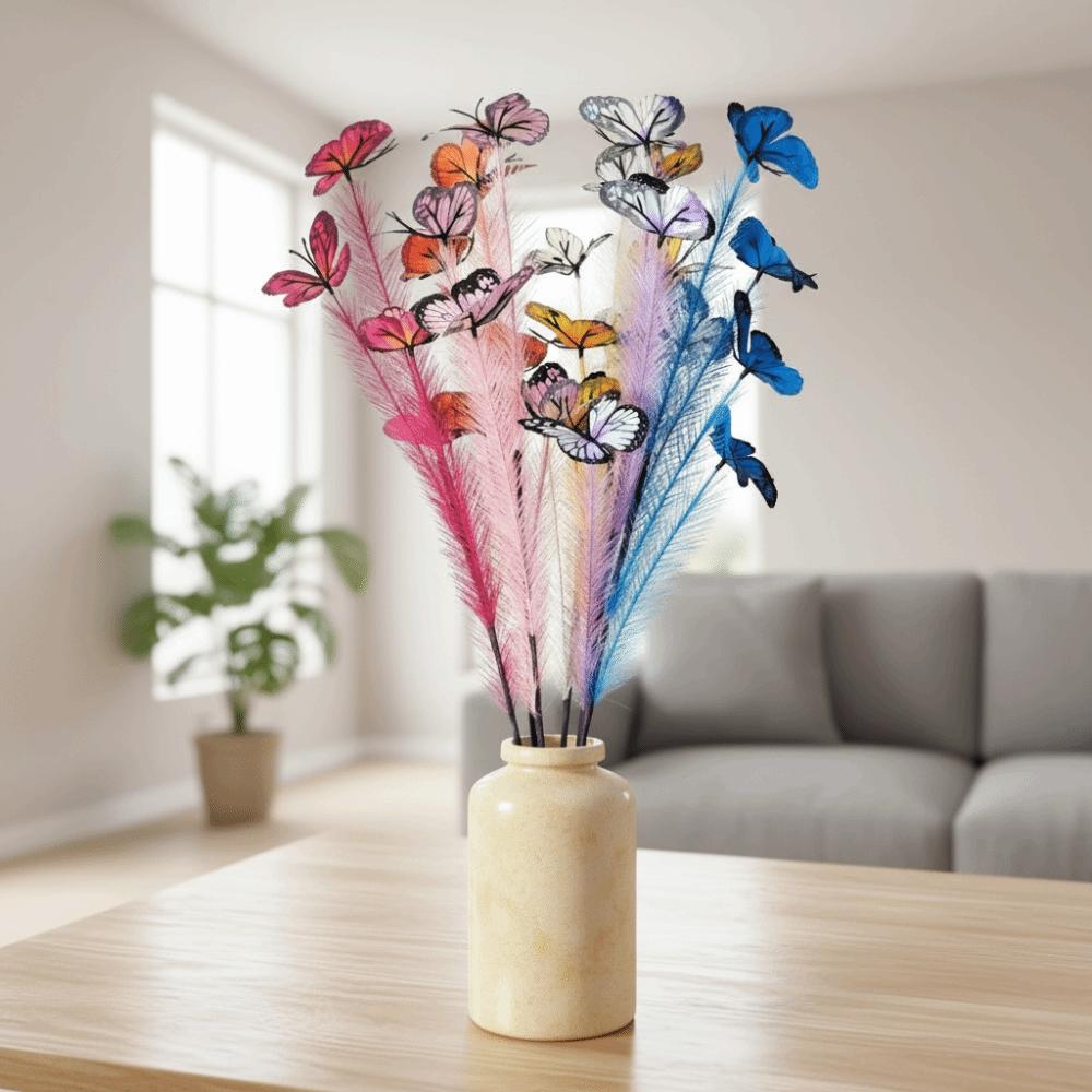 3pcs/set Multi-Color Artificial Butterfly Reed Lifelike Long Branch Butterfly Branch Bouquet Vivid Colors Butterfly Flowers
