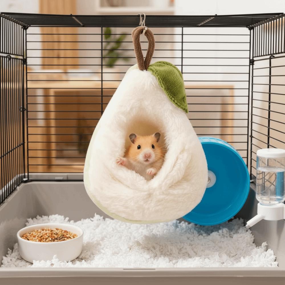Hamster Cage Hamster Hammock Warm Soft Hamster Pouch Bed Comfortable Pear Shaped Winter Pet Nest Cage Decoration