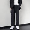 Small Trousers Men's Pants Spring and Autumn Tide Brand Straight Casual Pants Men's Drape Wide Legs Black Suit Trousers Micro-elastic