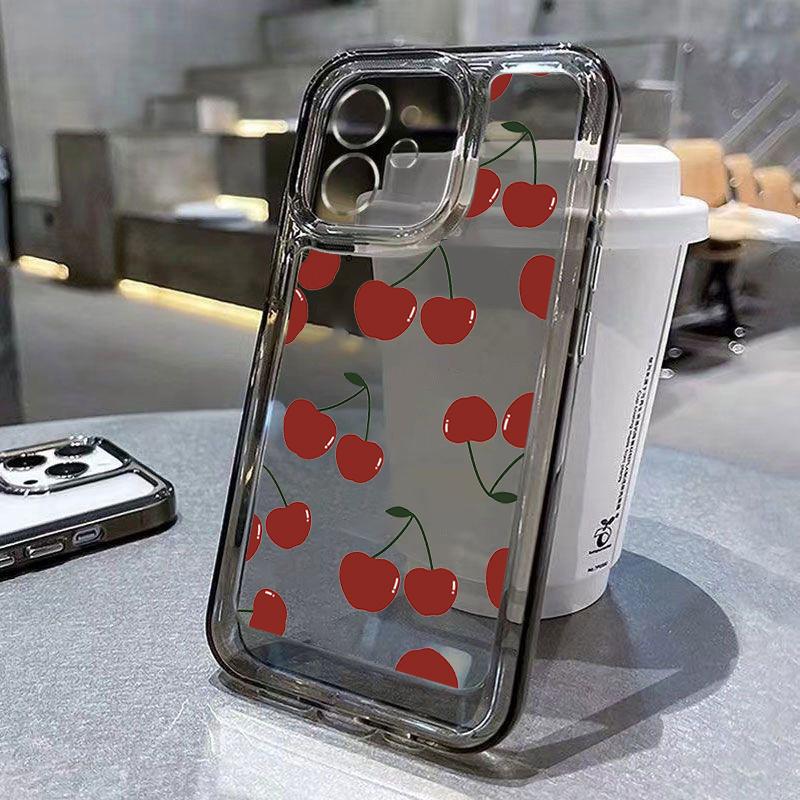 Full Screen Red Cherry Phone Case For IPhone 16 15 14 13 12 11 Pro Max X XR XS 7 8 Plus SE For IPhone 16 15 14 Plus Case Funda