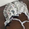 3D Butterfly Triangle Hair Wrap White Lace Hair Band Sweet Lolita Headscarf  for Women