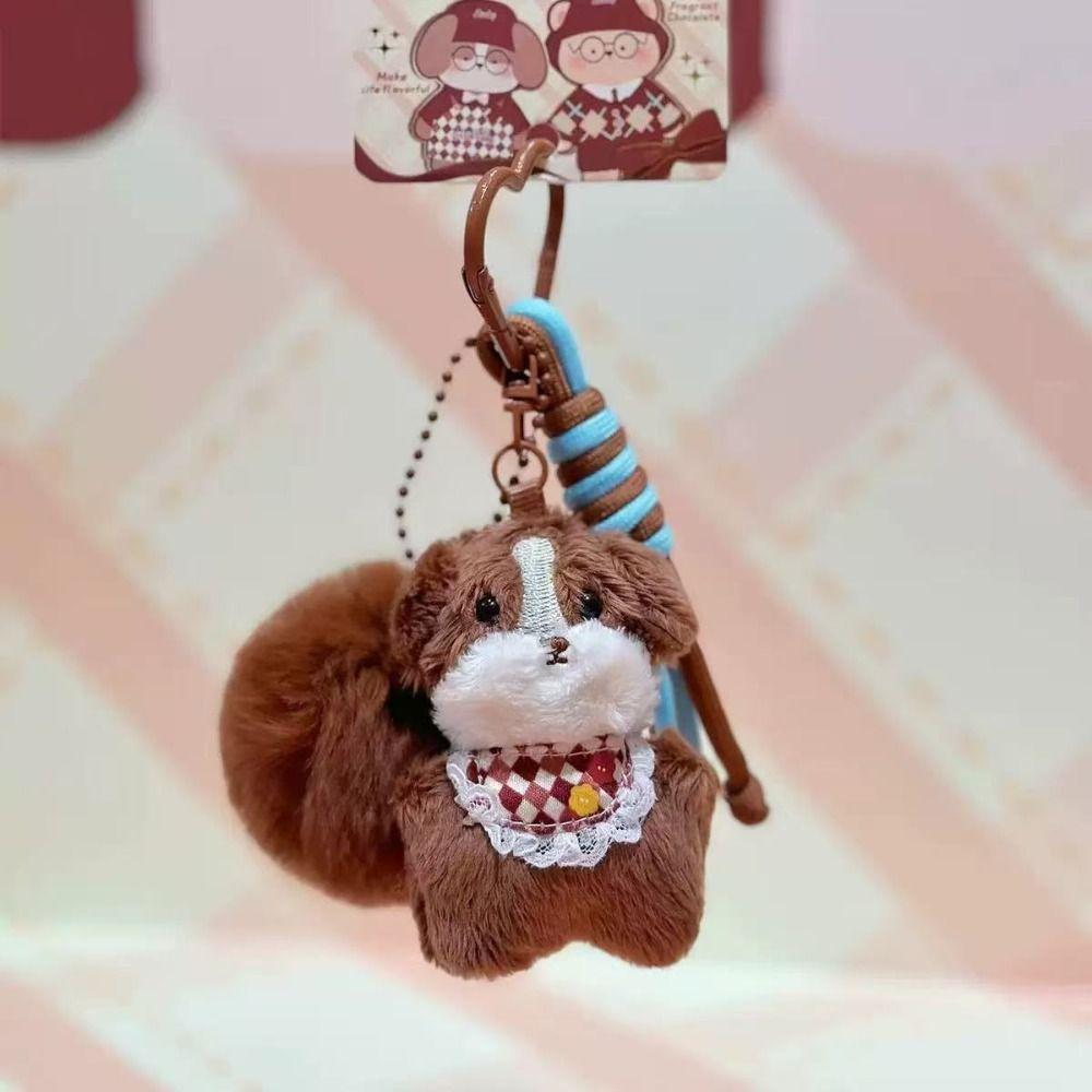 Bear Rabbit Dog Keychain Cartoon Key Ring Creative Rabbit Plush Dolls Pendant  Bag Key Decor