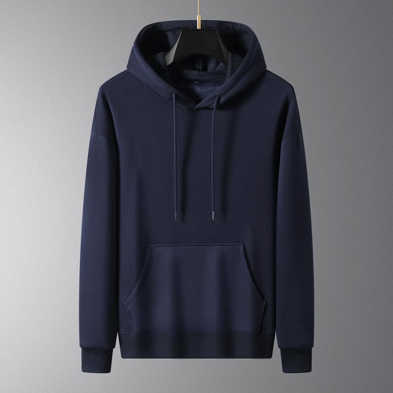 Pure Cotton Hooded Sweatshirt for Men and Women Solid Color Loose Casual Sports Jacket Plus Velvet Thickened Sweatshirt Hooded Pullover Top