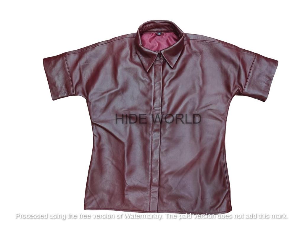 Burgundy Women Soft Leather Shirt Real Lambskin Handmade Stylish Formal Casual