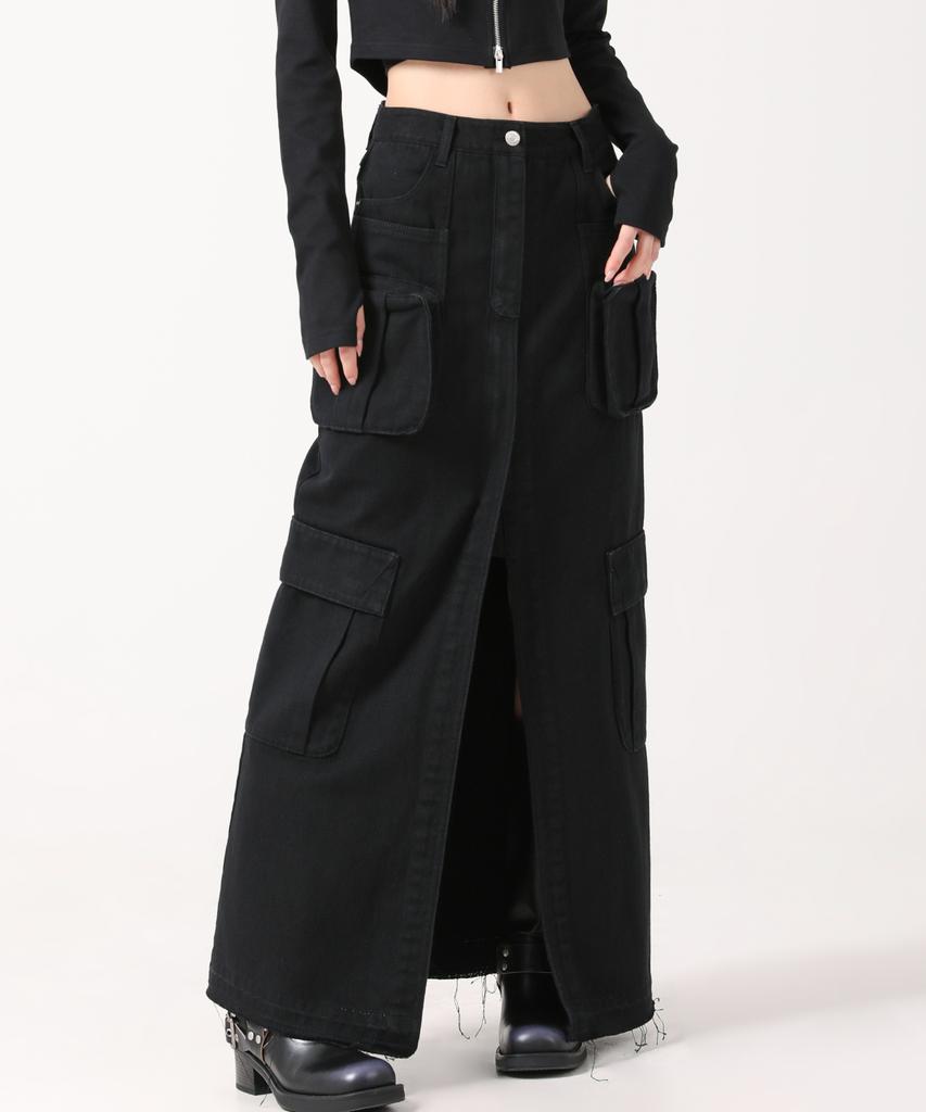 AVANDRESS Evelyn Long Denim Skirt Blue