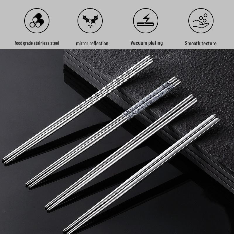Korean Style Stainless Steel Chopsticks - High Temperature Resistant, Ideal for Home, Restaurant, and Hotel Use