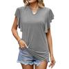 Summer Top for Women Falre Sleeve Loose Solid Color Tees U-neck Short Sleeve T-shirt