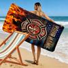 Name Custom Firefighter Fire Rescue Print Beach Towel, Large Soft Quick Dry Towel for Beach Camping Swimming