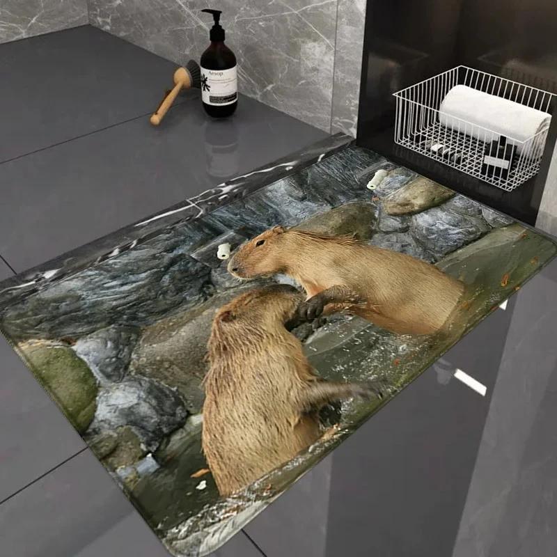 

Capybara Animal Print Welcome Mat Indoor Home Decorations Kitchen Corridor Balcony Long Rugs Bedroom Non-slip Entrance Doormat 40x60cm 16x24 inch