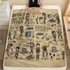 1PC Attack On Titan Print Flannel Blanket, High Quality All Seasons, Home Decor, Warmth and Comfort, Perfect for Christmas Gifts