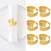 6Pcs Vintage Irregular Shape Napkin Rings Rose Pattern Iron Napkin Holders Clips For Hotel Dining And Home Table Setting
