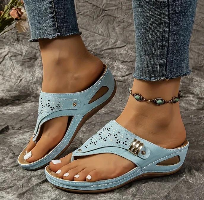 Fashion Summer Women Slippers Wedge Platform Sandals Bohemian Beach Slippers Comfortable Flip Flops Retro Orthopedic Shoes Slides Women