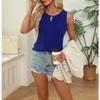 Summer Pleated T-shirt Chiffon Hollow Sleeveless Top