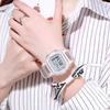 Reloj Deportivo Cuadrado Transparente Estilo Influencer de Moda para Mujer, Diseño LED Resistente al Agua