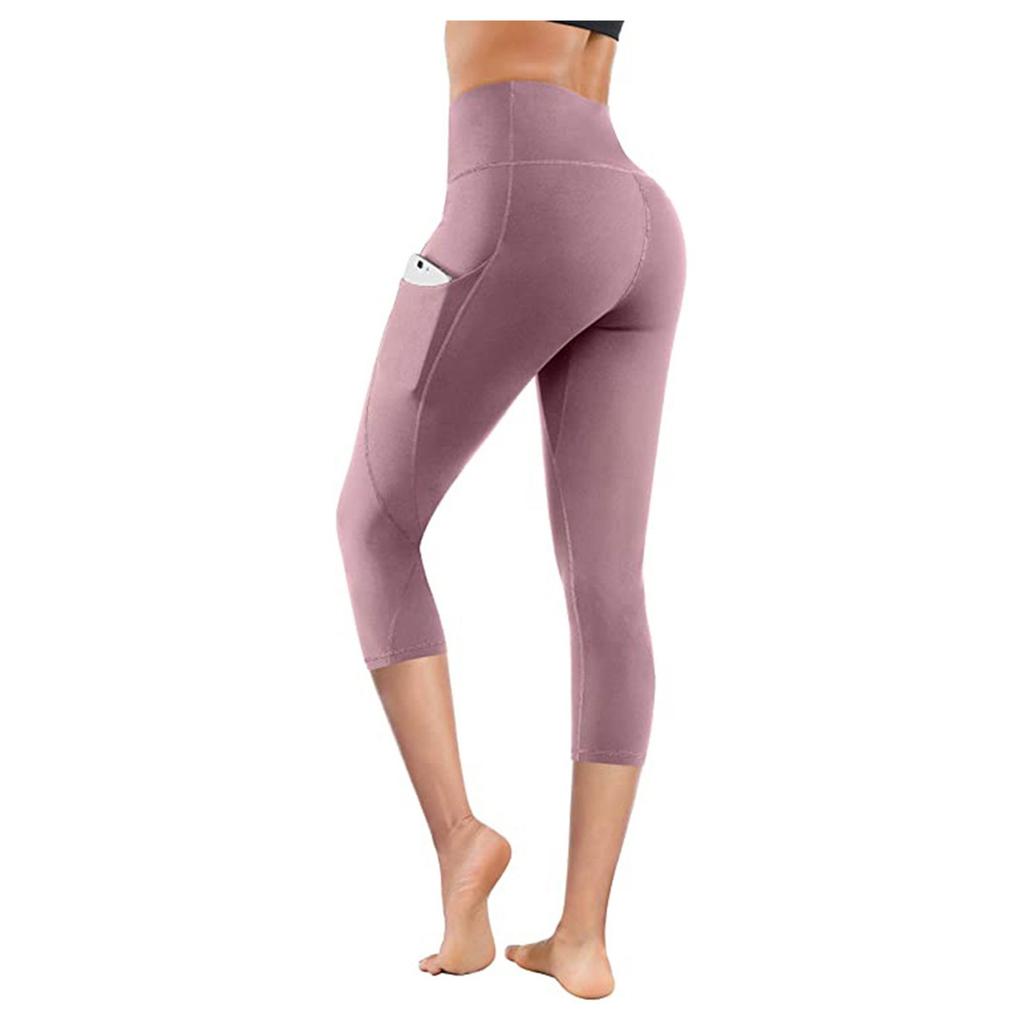 Leggings da yoga e fitness da donna, tasche laterali a vita alta, pantaloni attillati da donna per sport all'aria aperta
