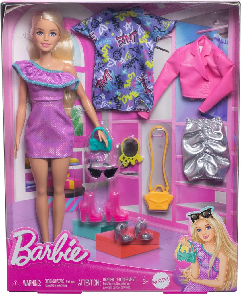 Barbie Doll Fashion Party Style Doll Pretend for Ages 3 and HYT61 & Set, Dress-Up & House, Play, Up, Pink,