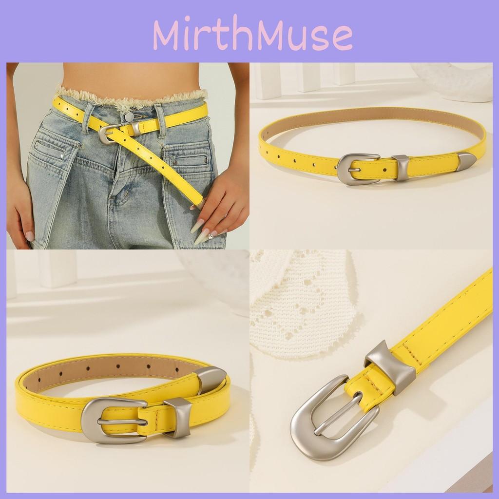 Color Solid Simple Metal Buckle Decoration Women Casual Belt For Daily Use