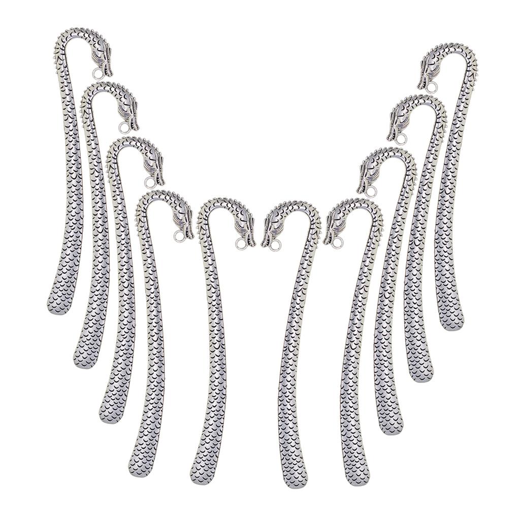 Vintage Dragon Bookmark Hook Alloy Pendant Beading Book Marks DIY Necklace Stationery for Office and School