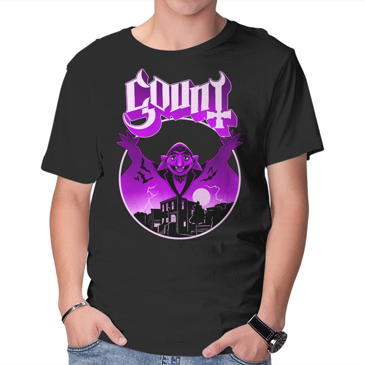 Unisex Crew Neck T-Shirt Count Ghost Graphic Short Sleeve Casual Tee M