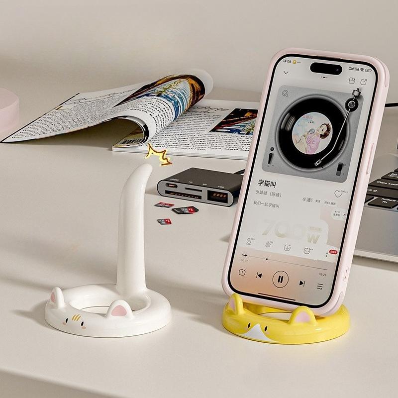 1pc New Cute Cat Stand Creative Desktop Decorative Phone Holder for Watching Shows and Live Streaming, Perfect for Dorm Rooms