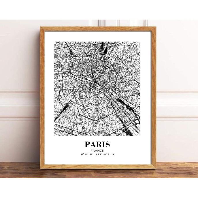 Eleville 11X14 Unframed Paris France City View Abstract Road Modern Map Art Print Poster Wall Office Home Decor Minimalist Line Art Hometown