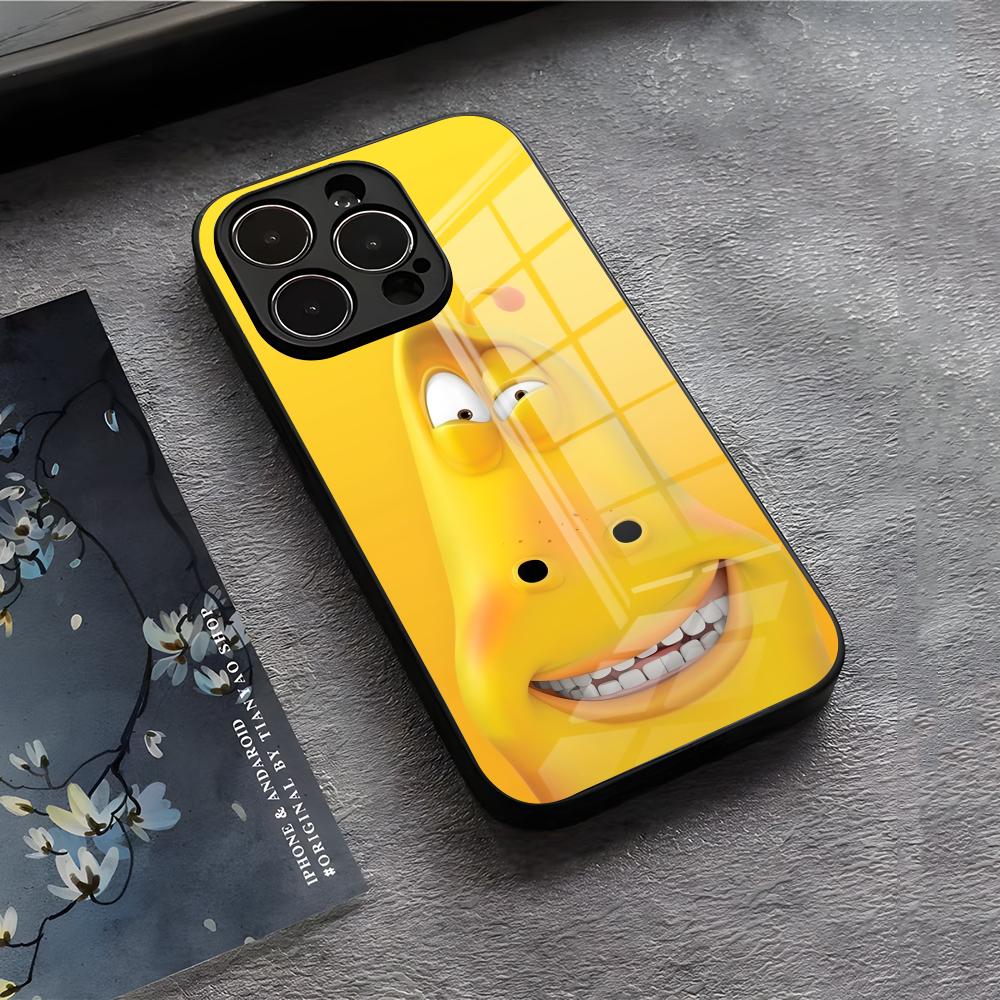 

Cartoon L-Larvas Phone Case For IPhone 17 Air 16 E Pro Max 15 14 13 Mini 12 Pro 11 Max Plus Black Glass Cover iPhone 11ProMax