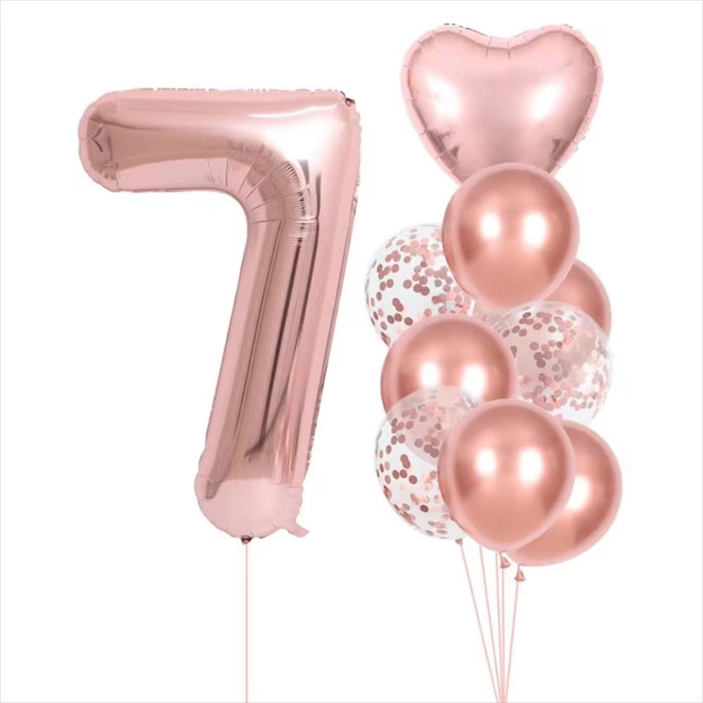 32inch Rose Gold Number Balloons Set Birthday Party Wedding Celebration Ceremony Wedding Room Decoration Supplies Other