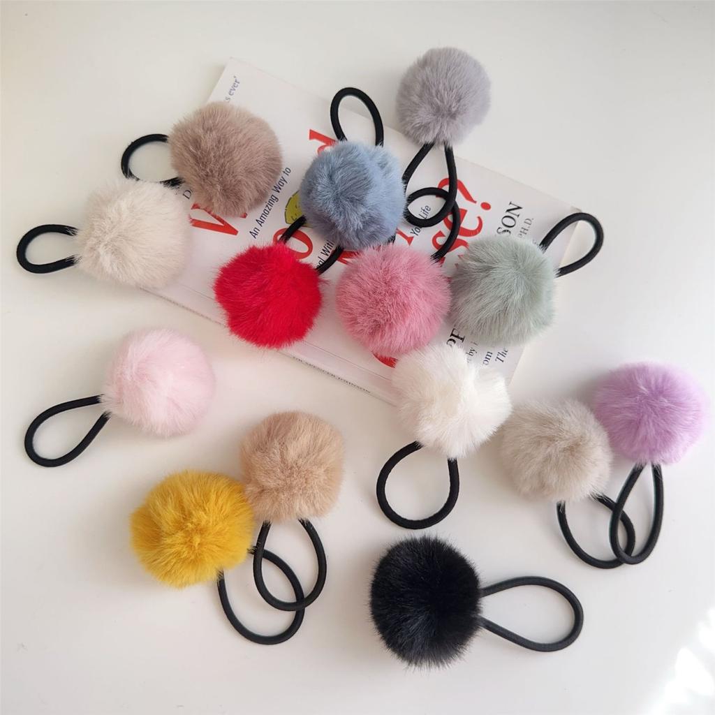Prinzessin Bunt Pompom Haargummi Flauschige Kugel Pferdeschwanzhalter Bezaubernder Y2K Stil Flauschige Kugel Haargummi Haarband