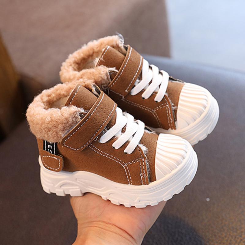 Dětské zateplené kozačky Zimní chlapecké Plus Silnější sametové Bavlněné Boty Dívčí Vodotěsné Krátké kozačky Dětské bavlněné kozačky