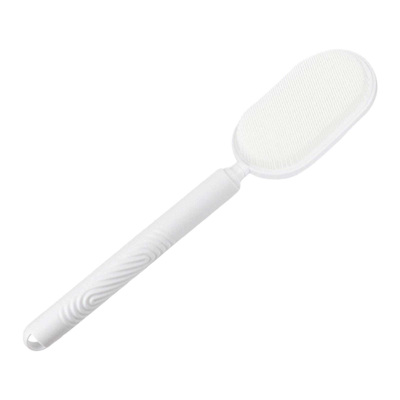 

Silicone Back Scrubber Adjustable Handle Bath Brush Anti Slip Shower Cleaner Double Sided for Elderly Men Women білий