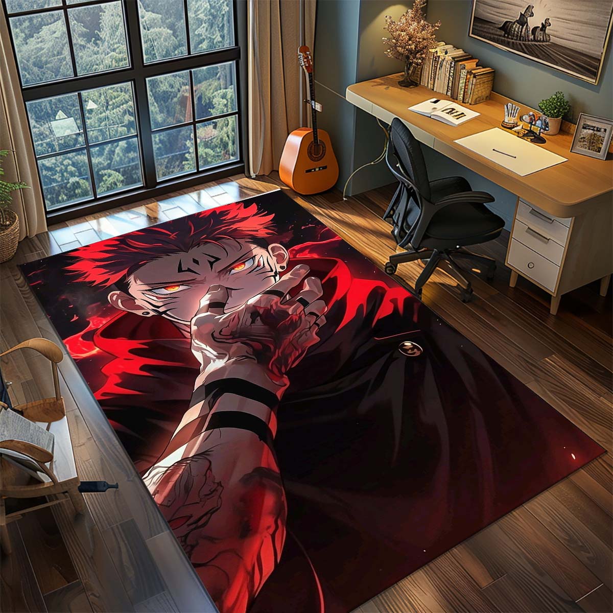 

Jujutsu Kaisen Polyester Rug Anime Floor Carpet Non Slip Living Room Bedroom Decor Mat -QJY 60x90cm