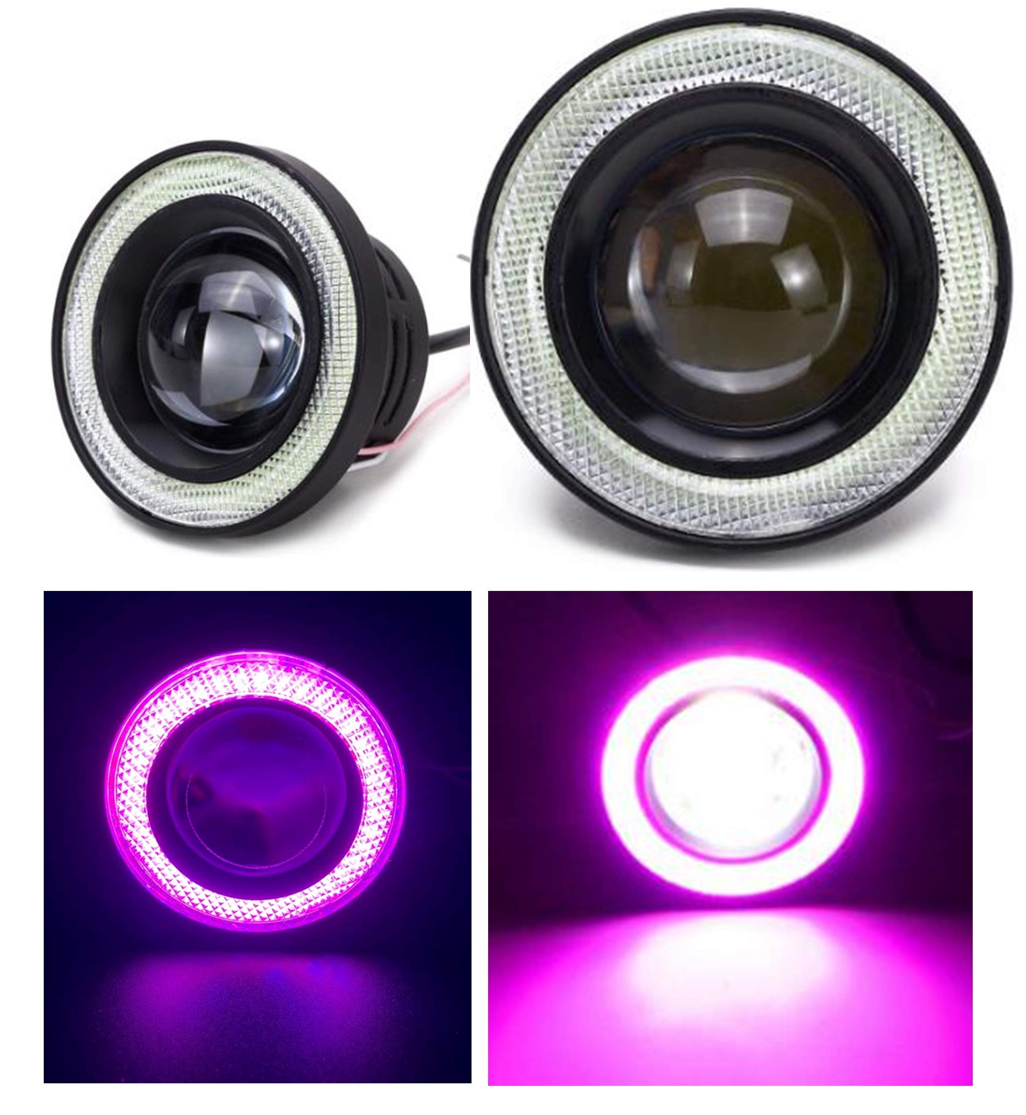 

Pink 2.5 LED Fog Lights with Squid Rings, 30W, High-Performance COB, Waterproof, Set of 2 (2.5 -64mm)