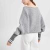 One-neck Wool Sweater, Long-sleeved Checked Knitted Sweater, Pullover, Off-the-shoulder Women's Outerwear
