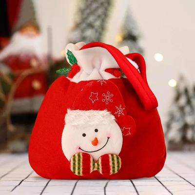 Noel Hediye Çantası Noel Baba Kardan Adam Ayı Geyik Şeker Çantası İpli Hediye
