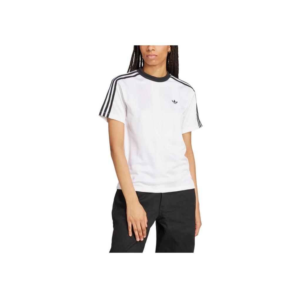 adidas Originals Adicolor Jacquard Sports Casual Crew Neck Short Sleeve T-Shirt Women Tops White JV9647