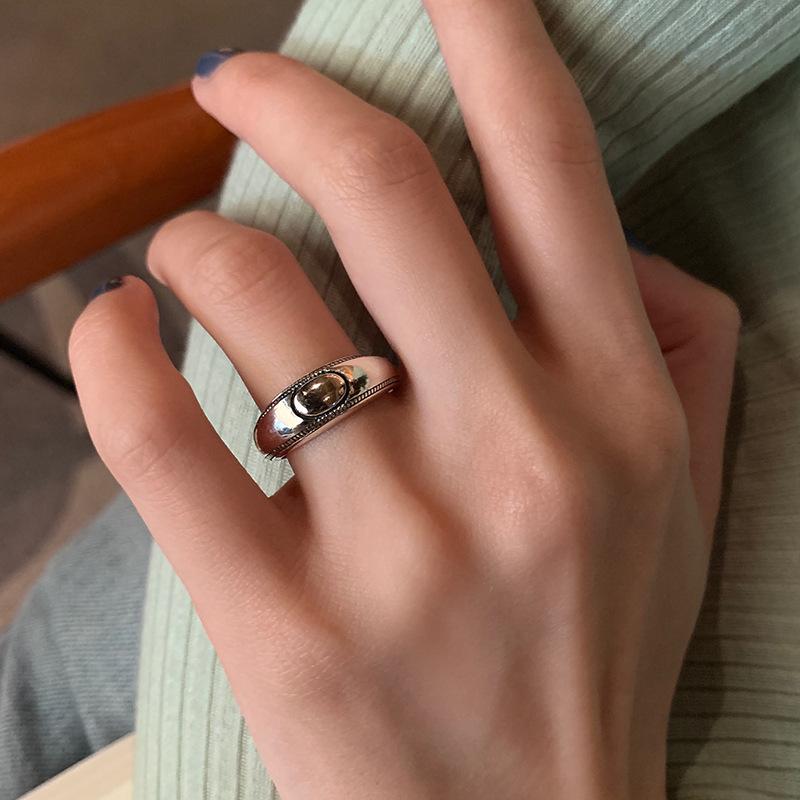 Retro Korean & Japanese Oval Open Bow Ring - Women's Adjustable Hip Hop Fashion Ring