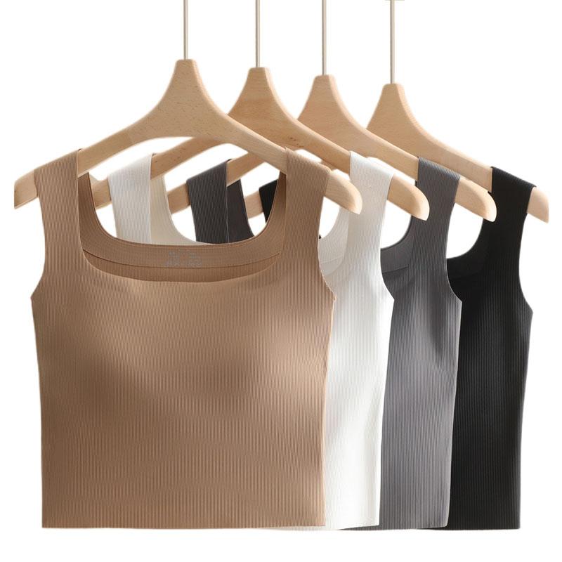 Children Underwear Wide Shoulder Bra Square Neck Breathable Tops Vest Seamless Girls Bras Fixed Padded Sports Solid Tank