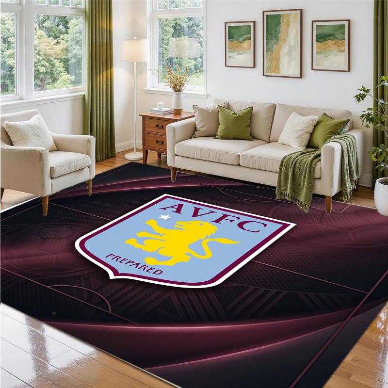 Aston Villa Football Design Crystal Velvet Rug Soft Decorative Mat for Bedroom Entrance