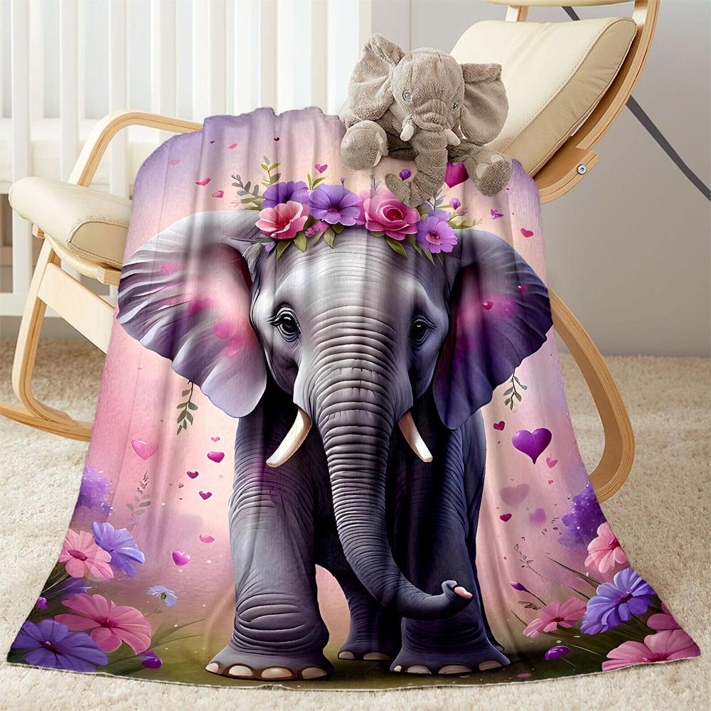Colorful Elephant Garden Blanket Suitable for Offices, Travel, Living Rooms Also a Good Gift for Friends and Family Suitable for All Seasons.