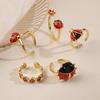 Adjustable Openable Ladybugs Ring Colorful Drip Enamel Detailing Lightweight Copper Jewelry For Women Girls Fashion Accessories