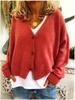 Women's Casual Loose Solid Color Button Cardigan for Autumn/Winter 2025