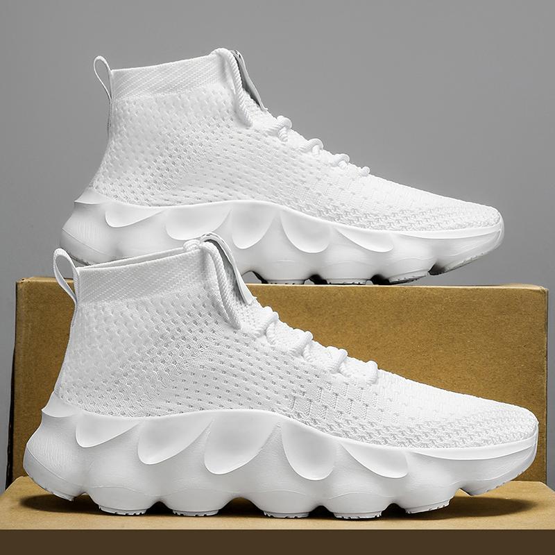 Men Summer Casual Sports Sneakers Breathable LaceUp ThickSole Fashion Trainers Soft Sole Shoes Lace Thick soled White Tenis Masculino Mens White