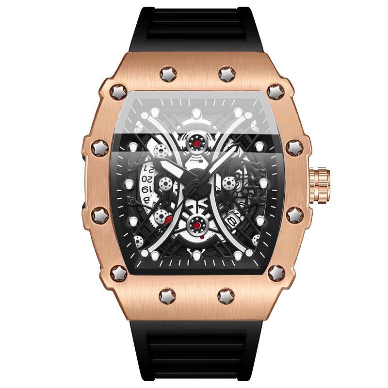 Binbang Men's Silicone Barrel Luminous Fashion Sports Watch