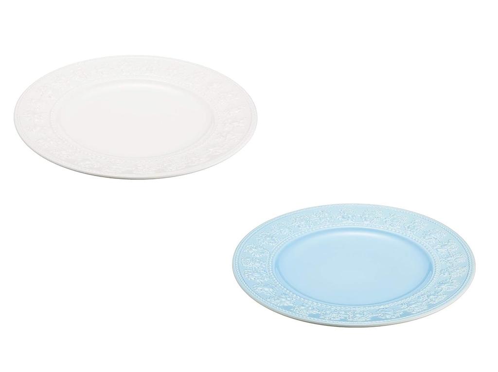 Wedgwood Official Wedding Gift Festivity Pair Wedding Gift for the Bride and Officially Imported Wrapping Plates, 27cm, Ivory/Blue, Tableware, Groom,