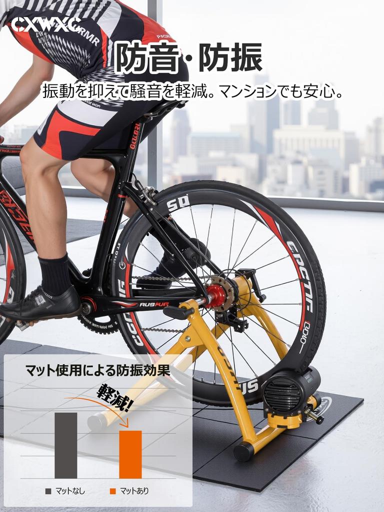 CXWXC Soundproof and Anti-Vibration Training Mat, 6mm Thick, Foldable, 1600mm Long X 75mm Wide, for Exercise Bikes and Indoor Training (MY-1675-6-CX)