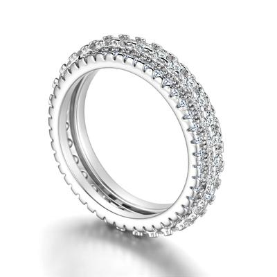 Příliš luxusní unisex prsten, Platina pokovená mědí plná zirkonových šperků.