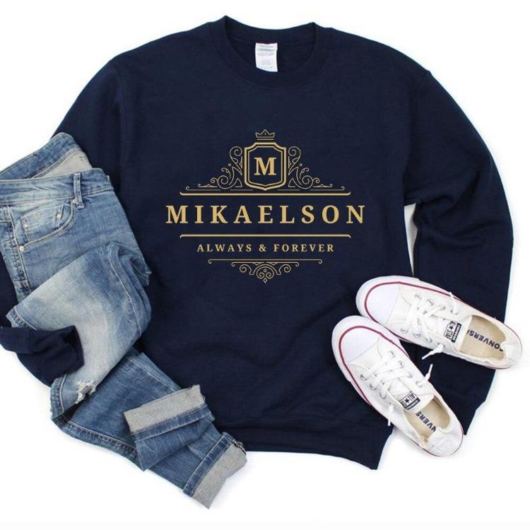Mikaelson Vampire Diaries TVD Always and Forever Mystic Falls Vampires Hoodie Sweatshirt Crewneck Jumper Gift 3XL темно-синий 1580₽
